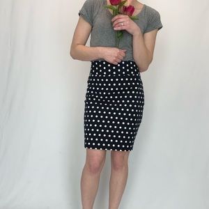 Banana Republic Black White Polkadot Pencil Skirt